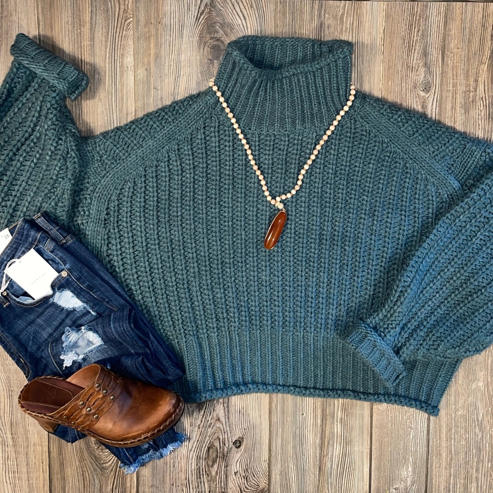 H&M Teal Chunky Cable Knit Sweater
